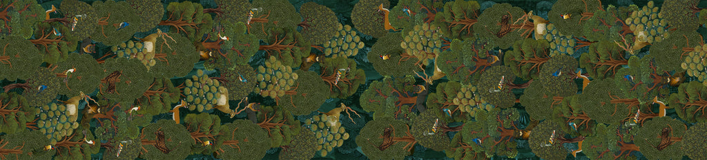 Madikwe Runner Premium Linen with safari-inspired print, 50x220 cm