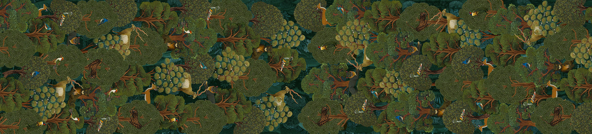 Madikwe Runner Premium Linen with safari-inspired print, 50x220 cm