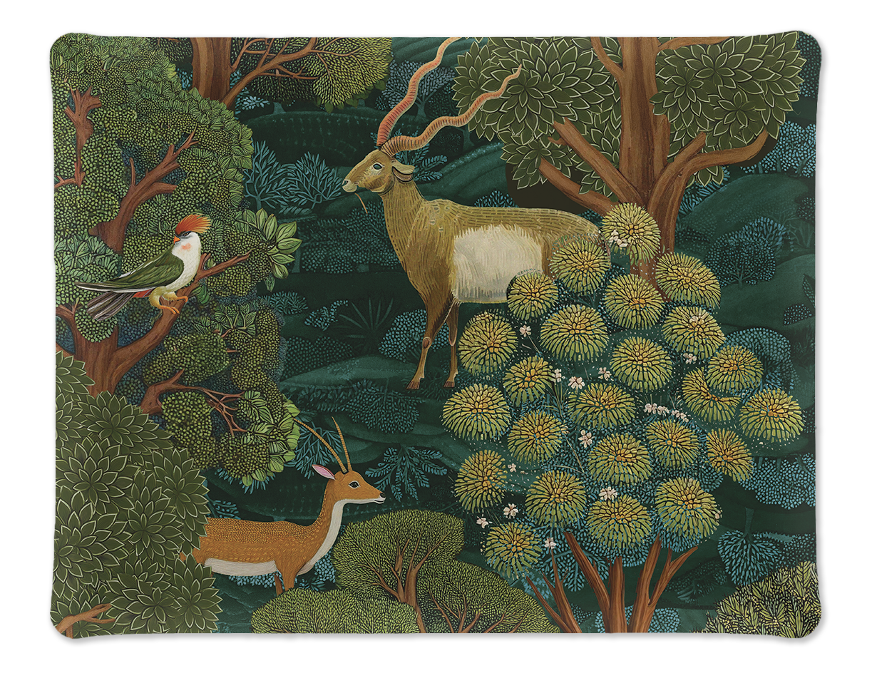 Madikwe small acrylic tray 37 x 28 cm with printed linen surface and warm decorative motif