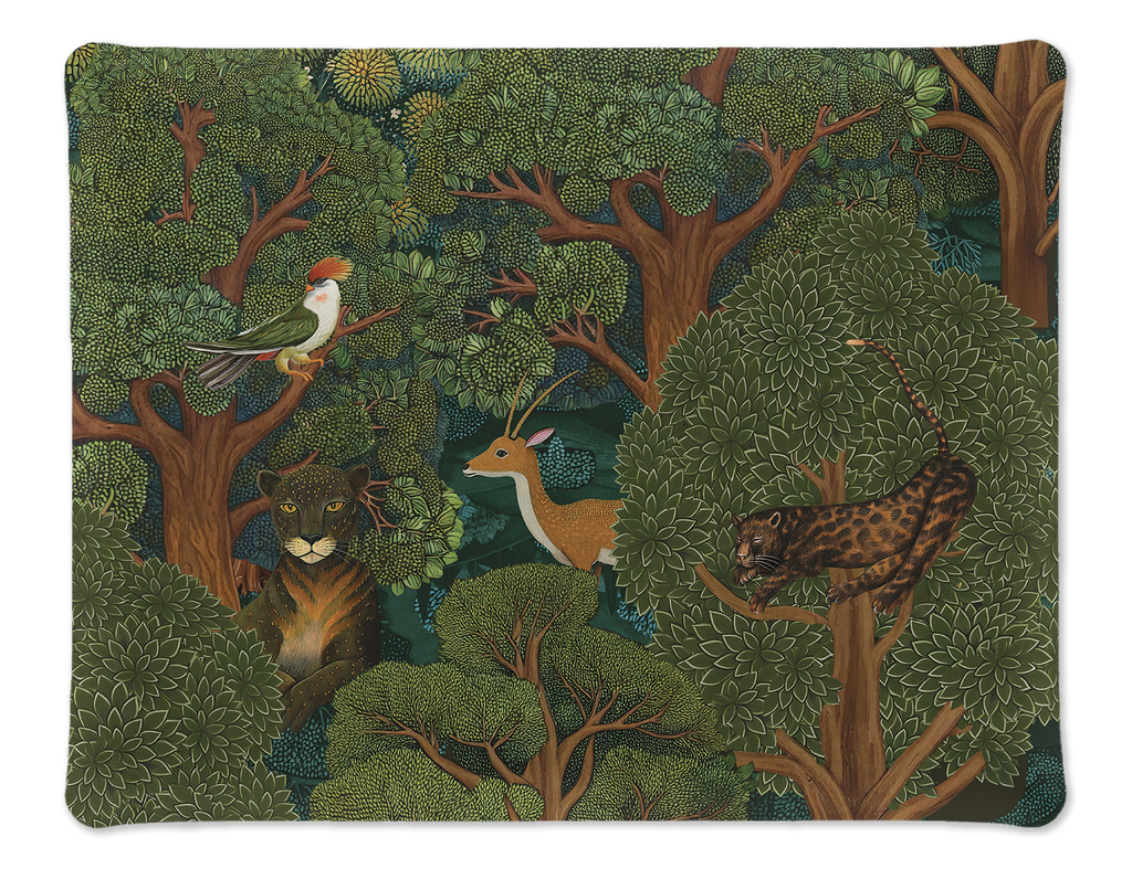 Madikwe medium acrylic tray 46 x 36 cm with printed linen surface and scenic decorative design