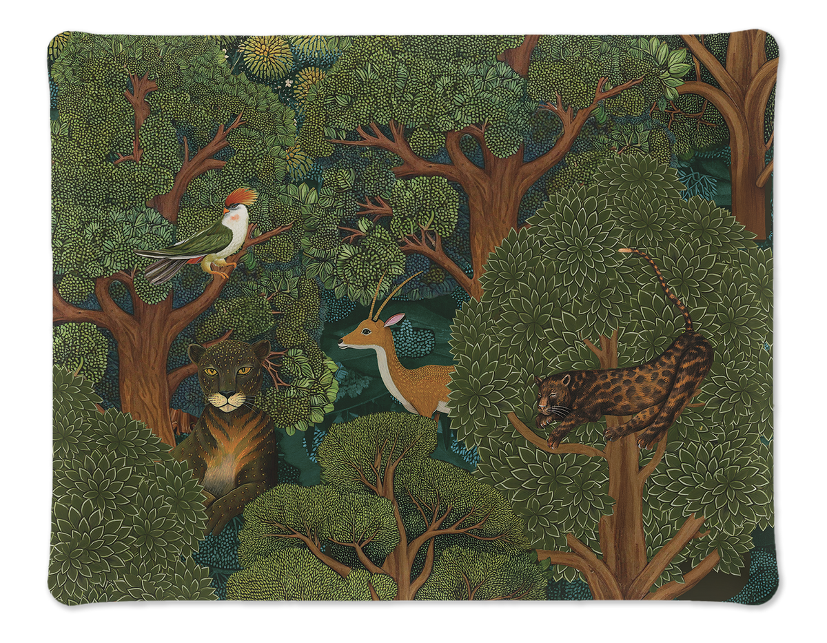 Madikwe medium acrylic tray 46 x 36 cm with printed linen surface and scenic decorative design