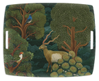 Madikwe large acrylic tray 54 x 43 cm with printed linen surface and warm illustrated motif