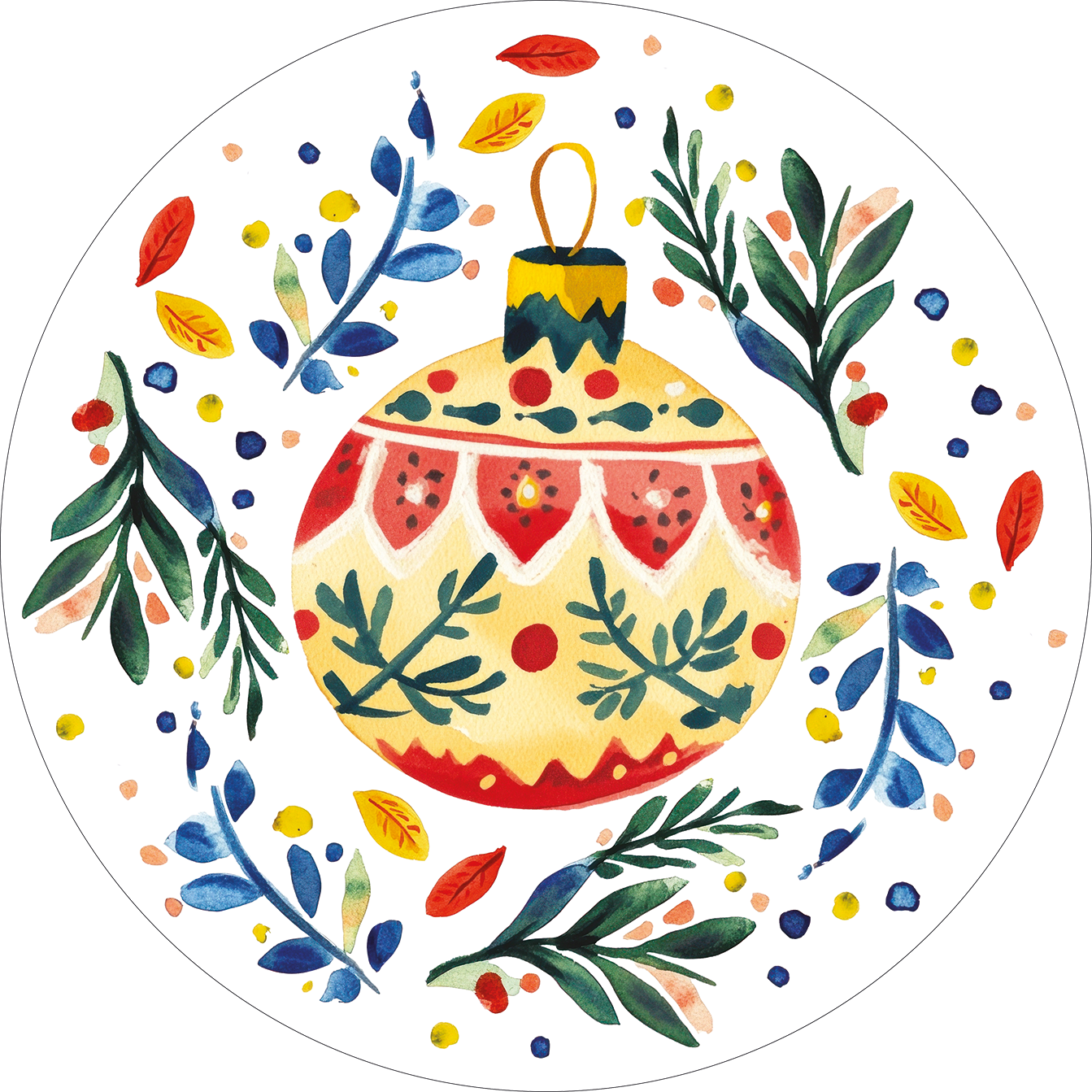 Set of 2 round hardboard placemats «Magic Xmas» 100% Made in Italy