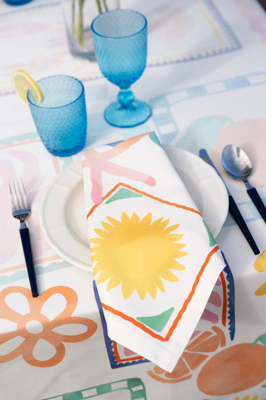 Set of 4 Napkins Satin Marina Pop 100% Made in Italy