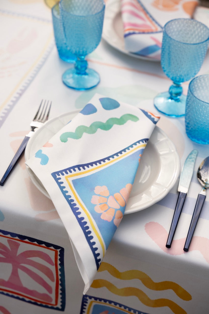Set of 4 Napkins Satin Marina Pop 100% Made in Italy