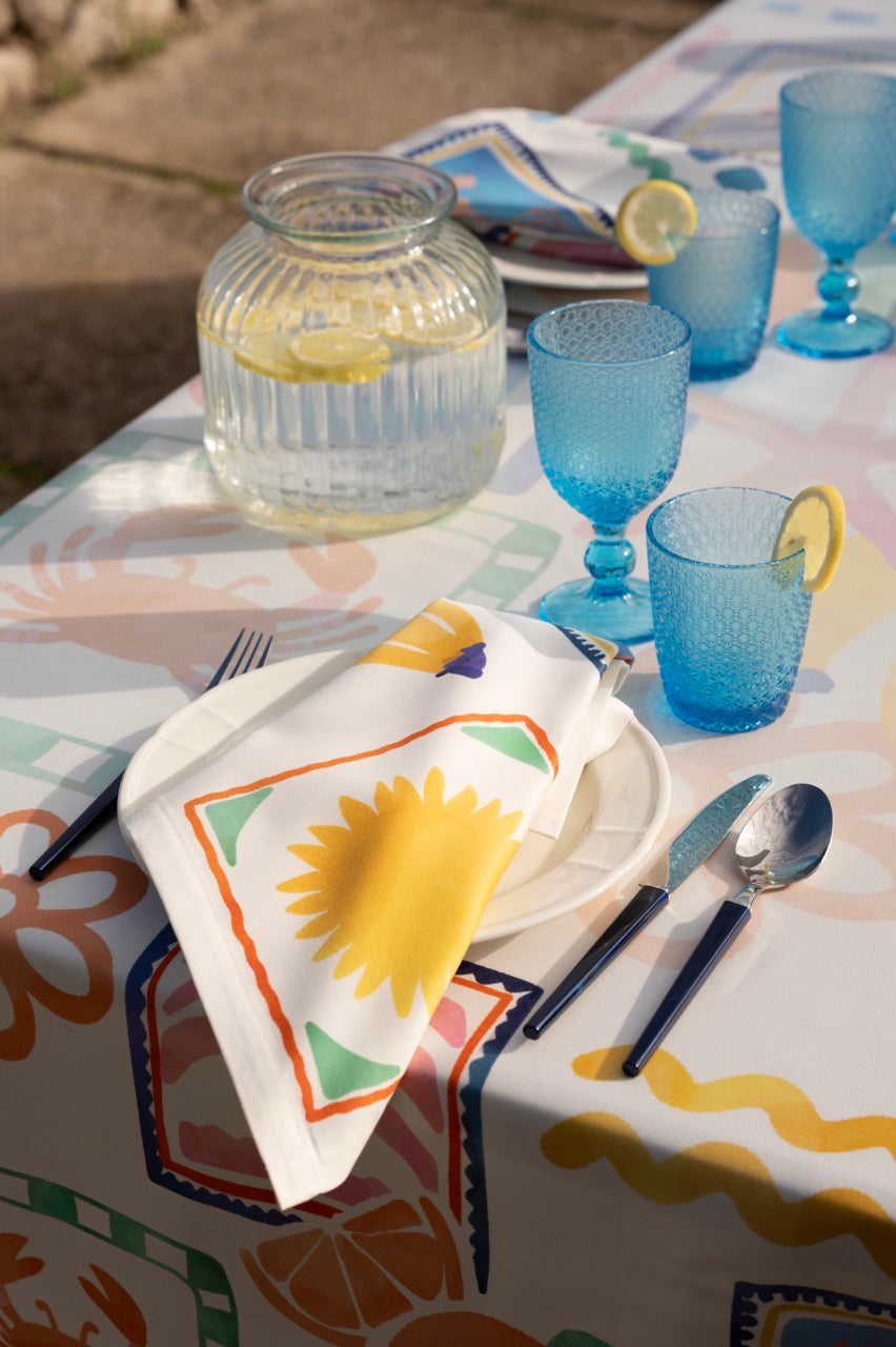 Set of 4 Napkins Satin Marina Pop 100% Made in Italy