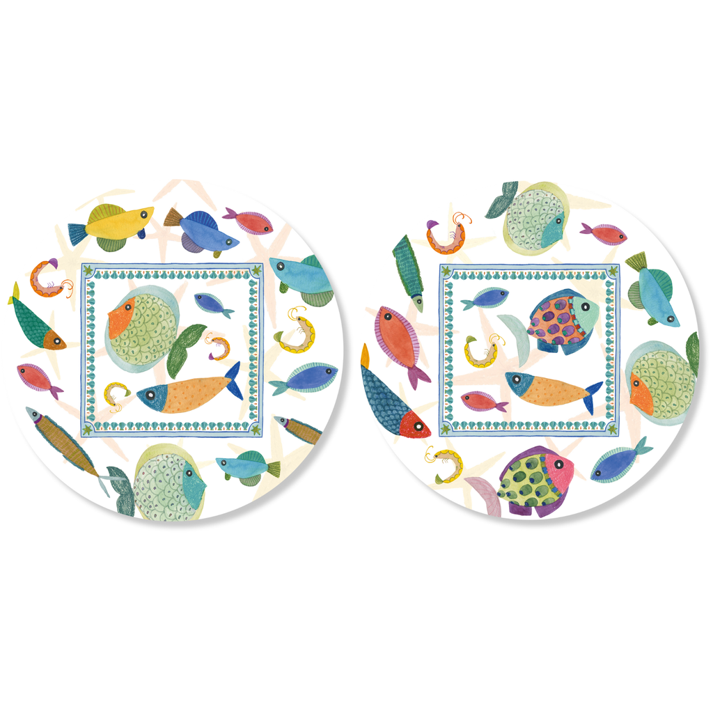 Set of 2 round hardboard placemats Marinella 100% Made in Italy