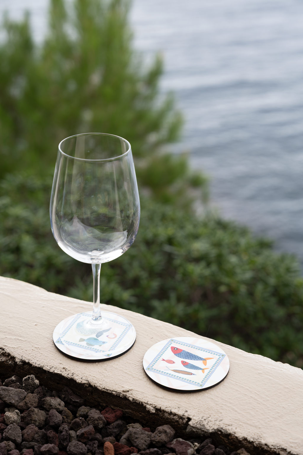 Set of 2 coasters Marinella wood cork
