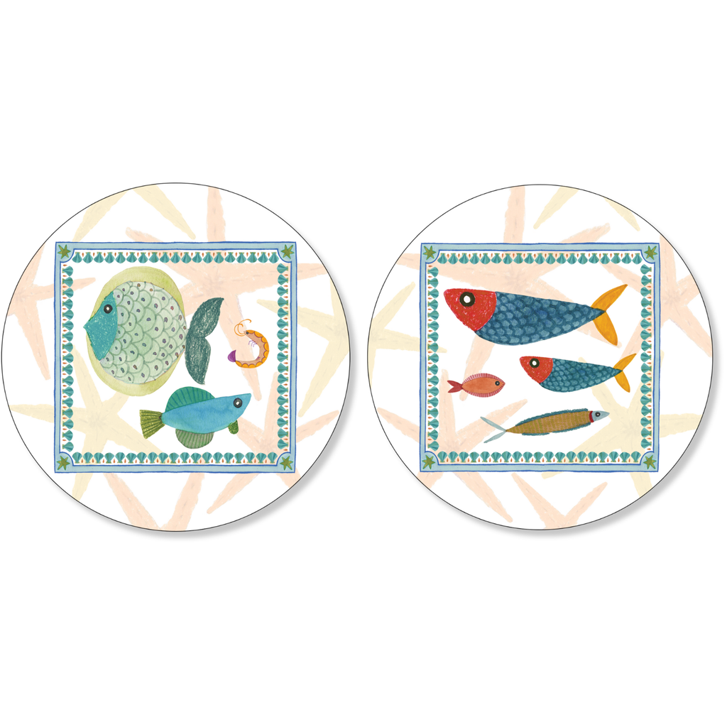 Set of 2 coasters Marinella wood cork