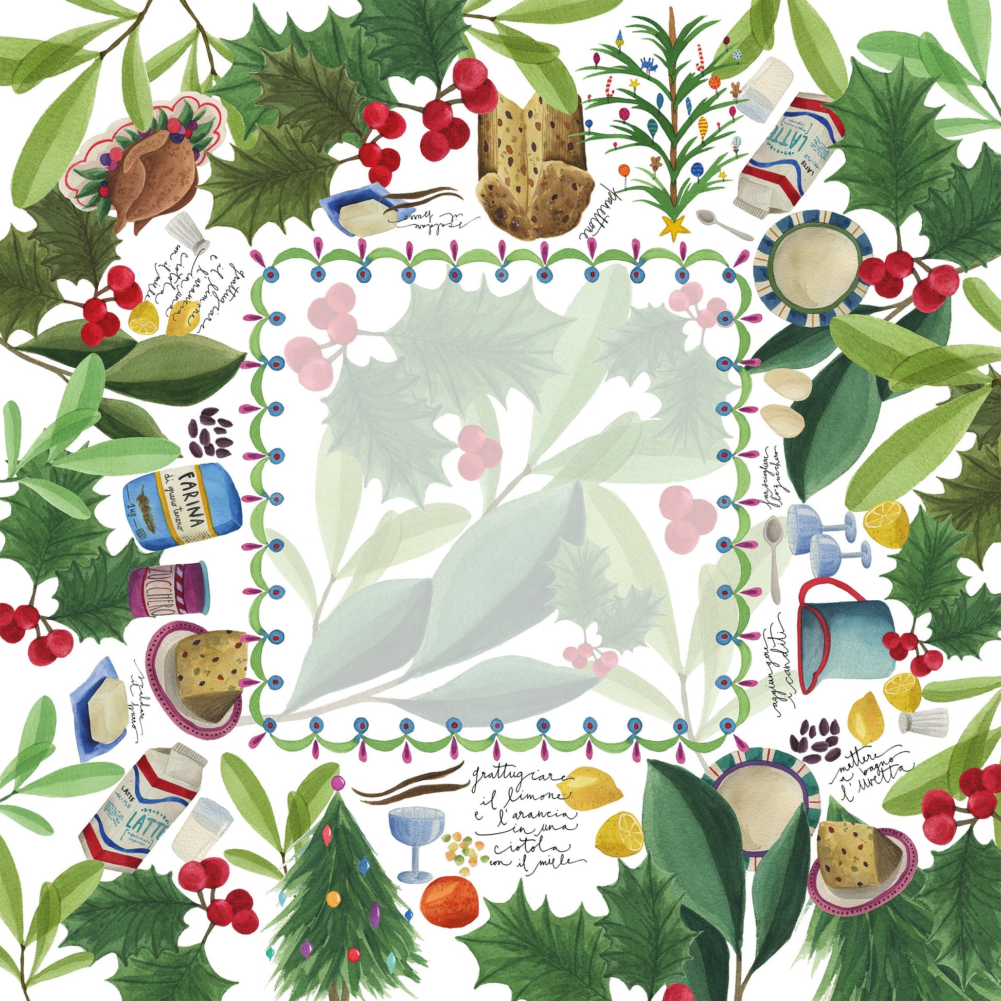 Satin Tablecloth «Menù di Natale» 100% Made in Italy