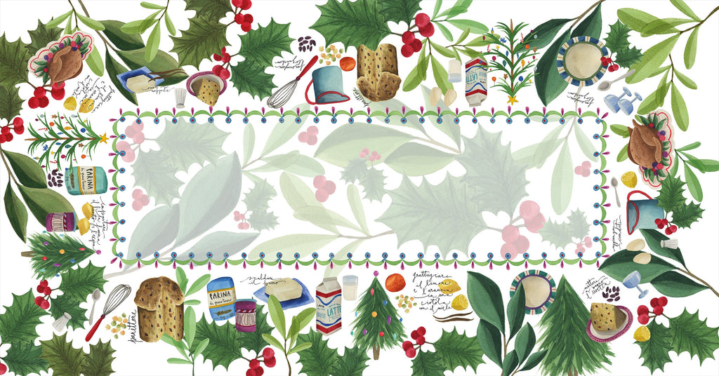 Satin Tablecloth «Menù di Natale» 100% Made in Italy