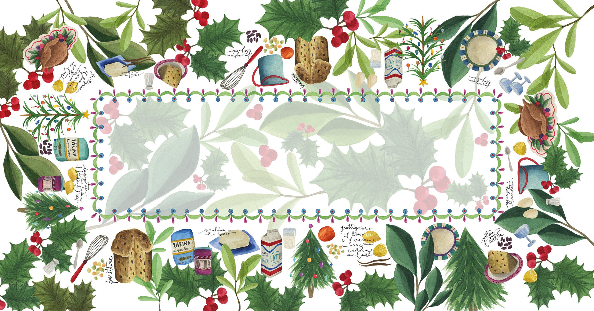 Satin Tablecloth «Menù di Natale» 100% Made in Italy