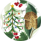 Menù di Natale set of 2 round hardboard placemats with festive print - view 1