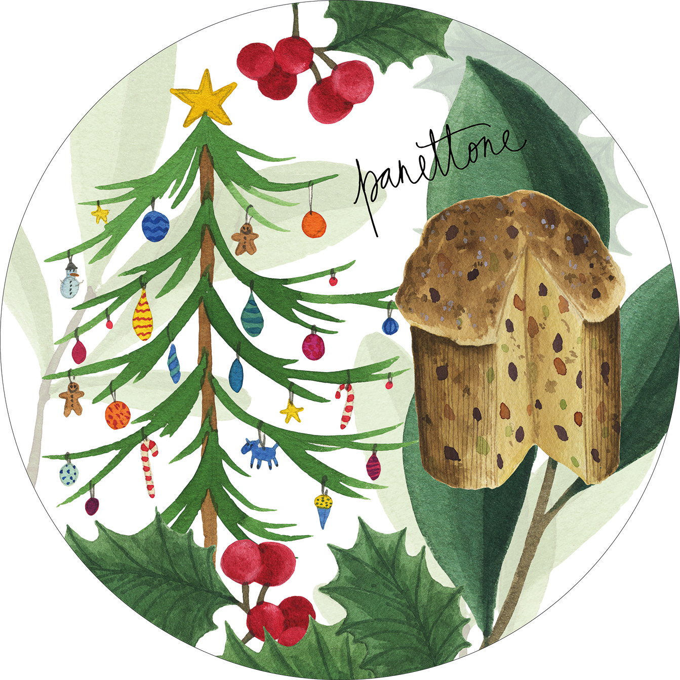 Set of 2 round hardboard placemats «Menù di Natale» 100% Made in Italy - The Napking