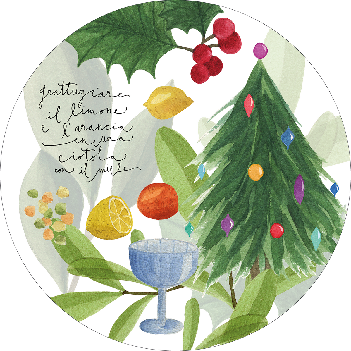 Menù di Natale set of 2 round hardboard placemats with festive print - view 2