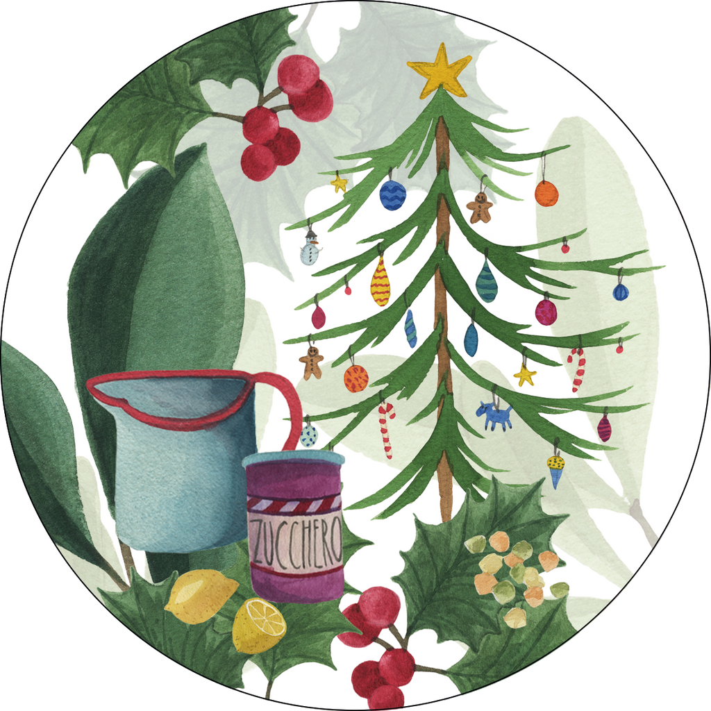 Set of 2 coasters «Menù di Natale» wood and cork - 100% Made in Italy - The Napking