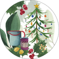 Menù di Natale set of 2 wood and cork coasters with festive print - view 1