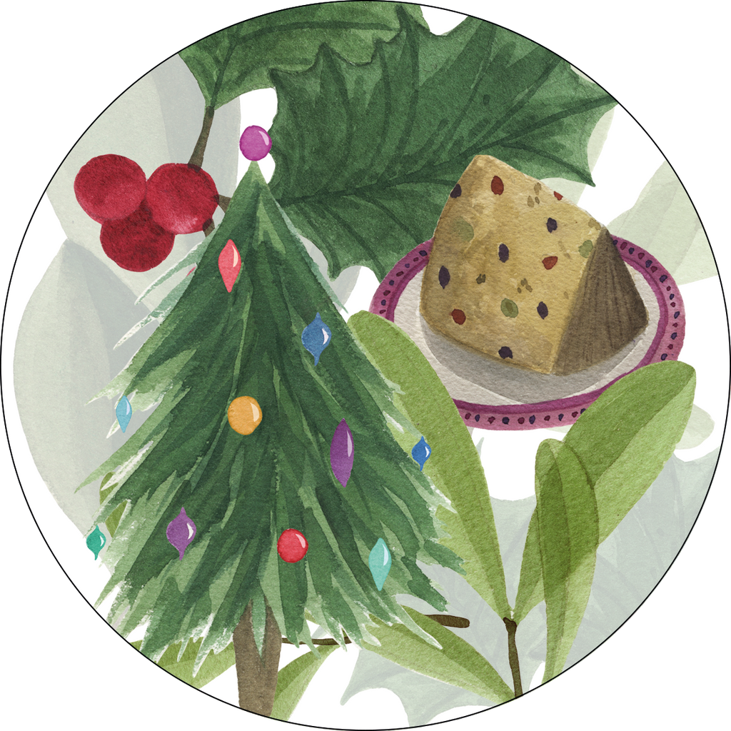 Set of 2 coasters «Menù di Natale» wood and cork - 100% Made in Italy