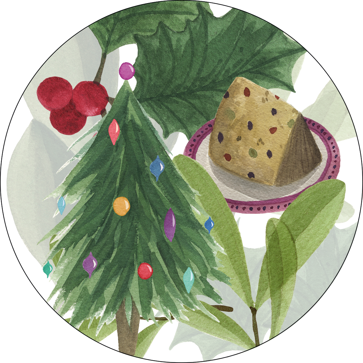 Menù di Natale set of 2 wood and cork coasters with festive print - view 2