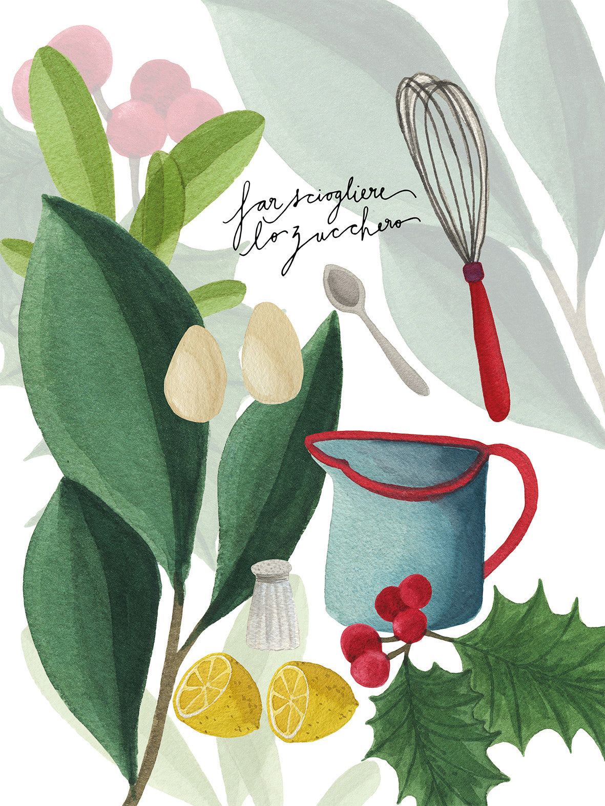Kitchen Towels «Menù di Natale», 100% Made in Italy The Napking