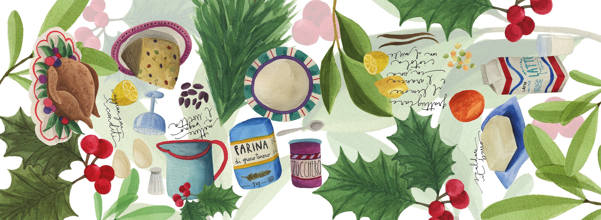 Cotton Satin Runner «Menù di Natale» 100% Made in Italy