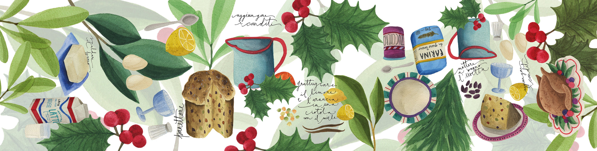 Cotton Satin Runner «Menù di Natale» 100% Made in Italy