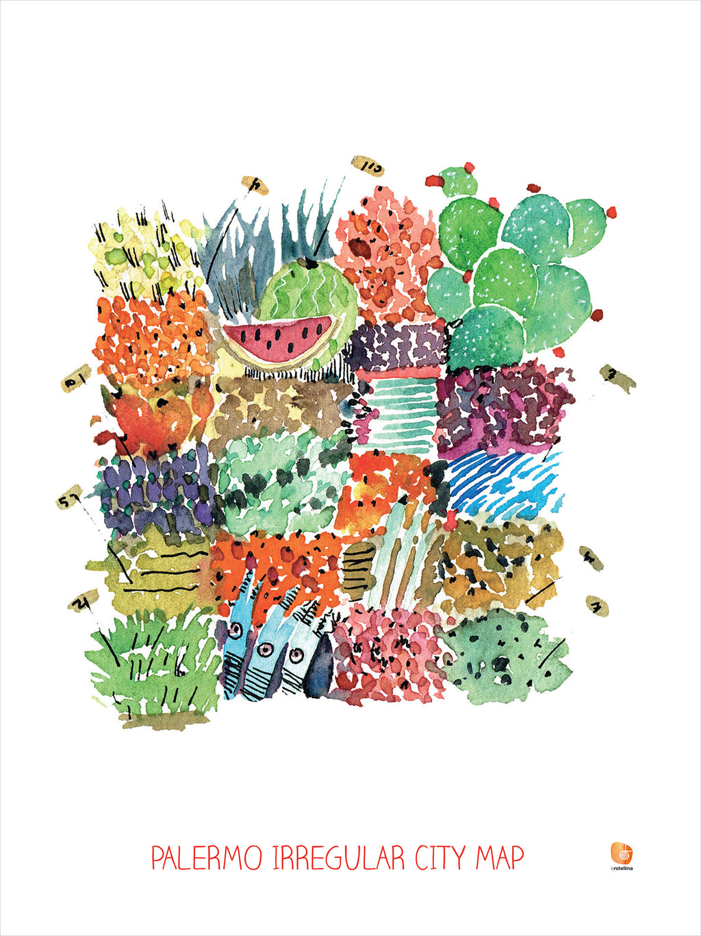 Kitchen Towels Vucciria, 100% Made in Italy