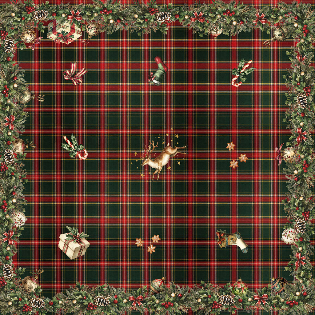 Merry Moments tablecloth premium linen with digitally printed decorative design