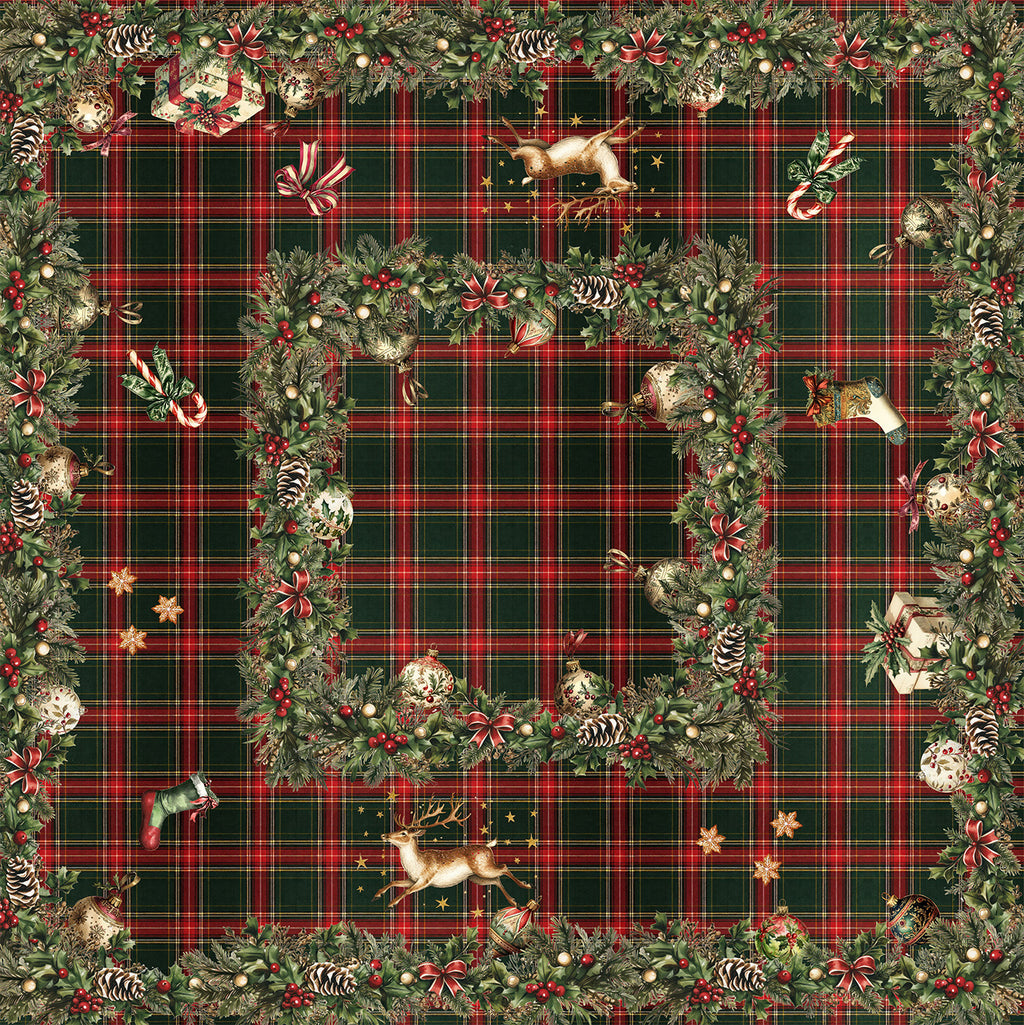 Merry Moments tablecloth premium linen with digitally printed decorative design