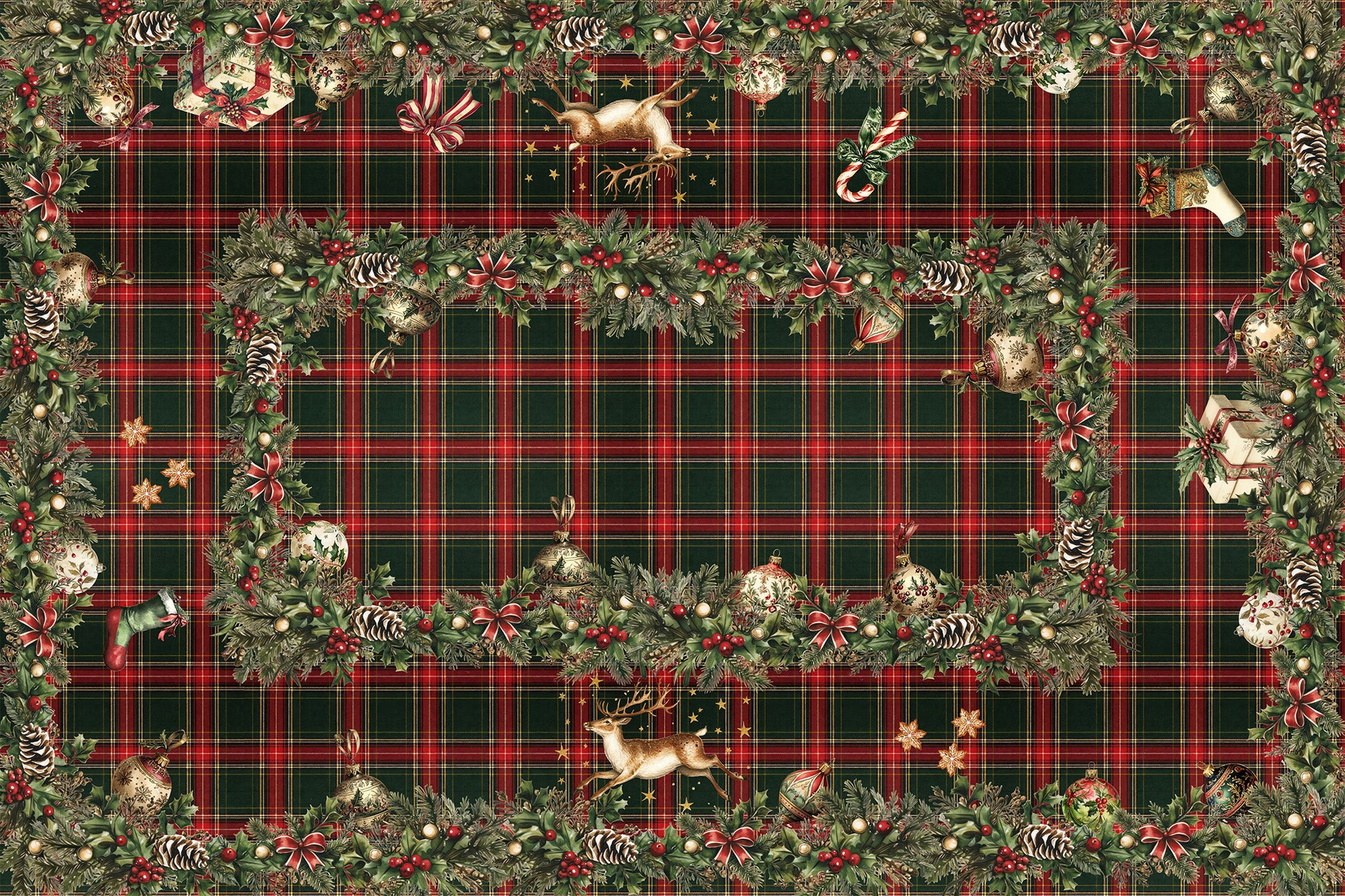 Merry Moments tablecloth premium linen in 110x110 cm with digitally printed decorative design