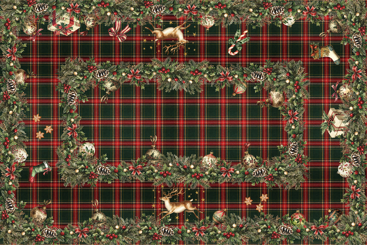 Merry Moments tablecloth premium linen in 110x110 cm with digitally printed decorative design