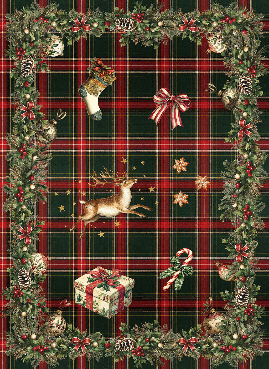 Merry Moments kitchen towels in Premium Linen with digitally printed design, detail view