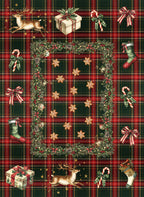 Merry Moments kitchen towels in Premium Linen with digitally printed design, styled view