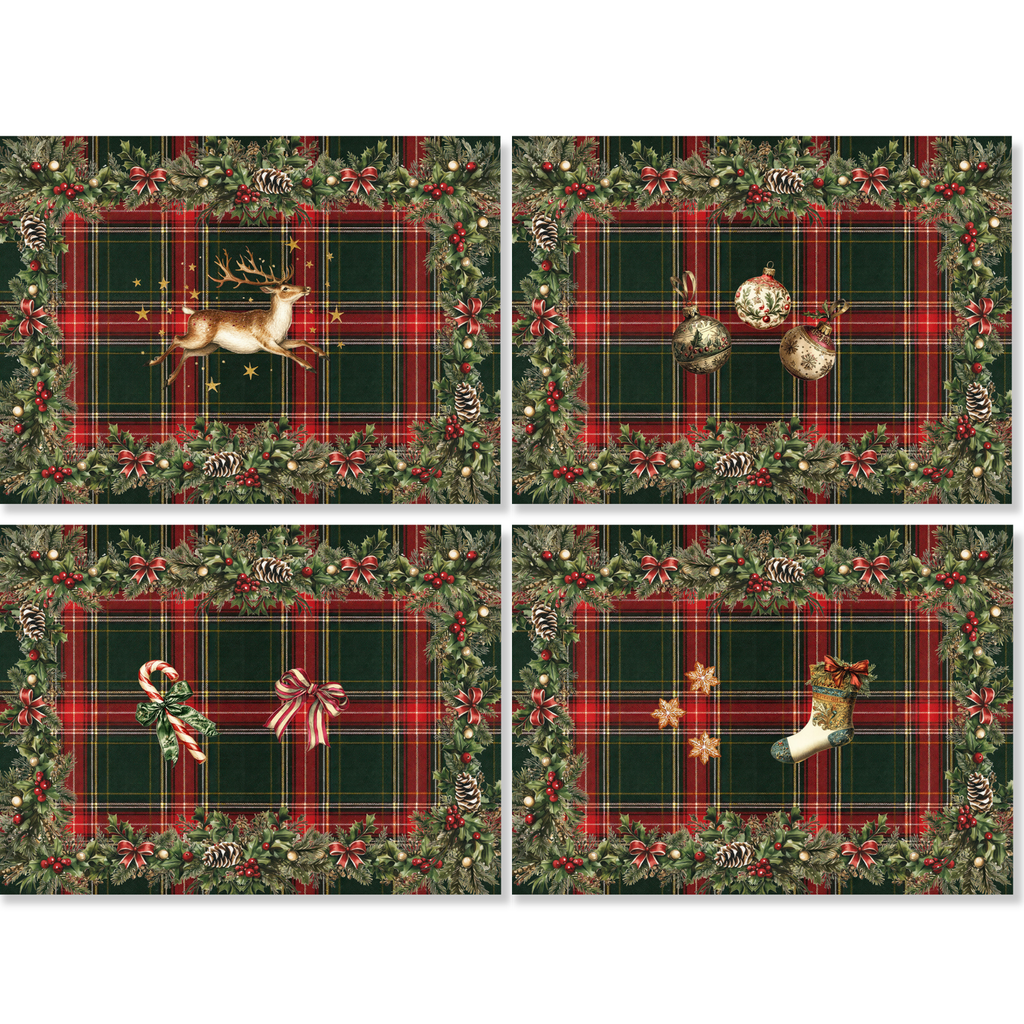 Merry Moments set of 4 placemats in premium linen by The Napking