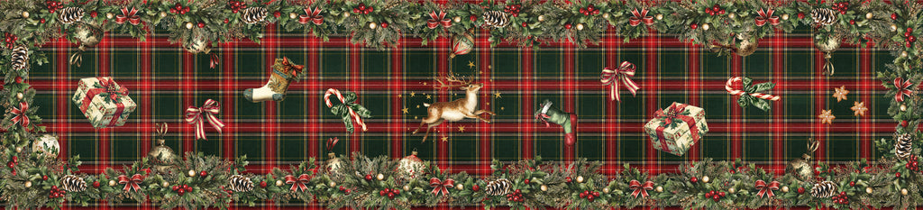 Merry Moments Runner Premium Linen with festive holiday print, 50x220 cm