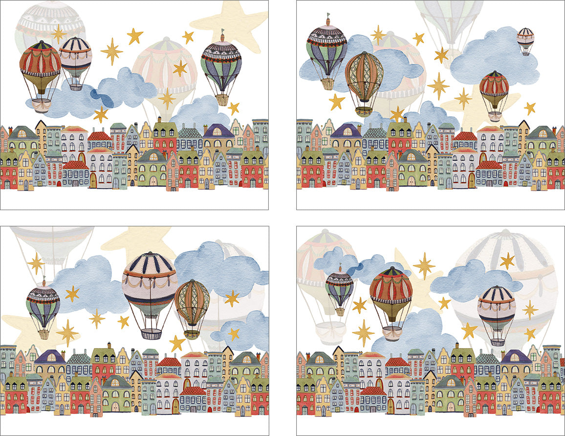 Set of 4 Placemats Mongolfiere 100% Made in Italy The Napking