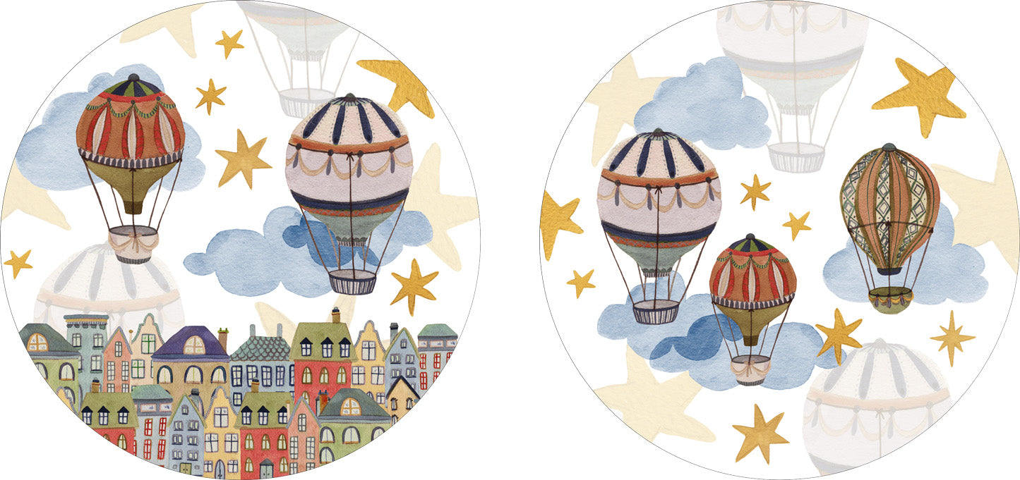 Set of 2 round hardboard placemats Mongolfiere The Napking