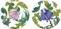 Morris set of 2 wood and cork coasters with botanical print
