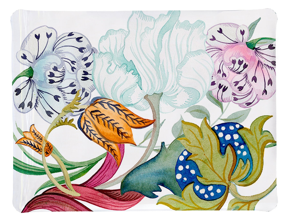 Morris acrylic tray with printed linen botanical design