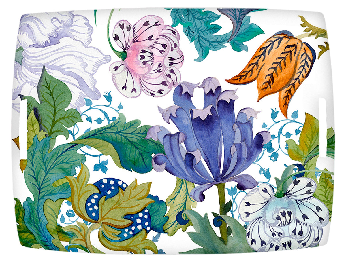 Morris acrylic tray with printed linen botanical design