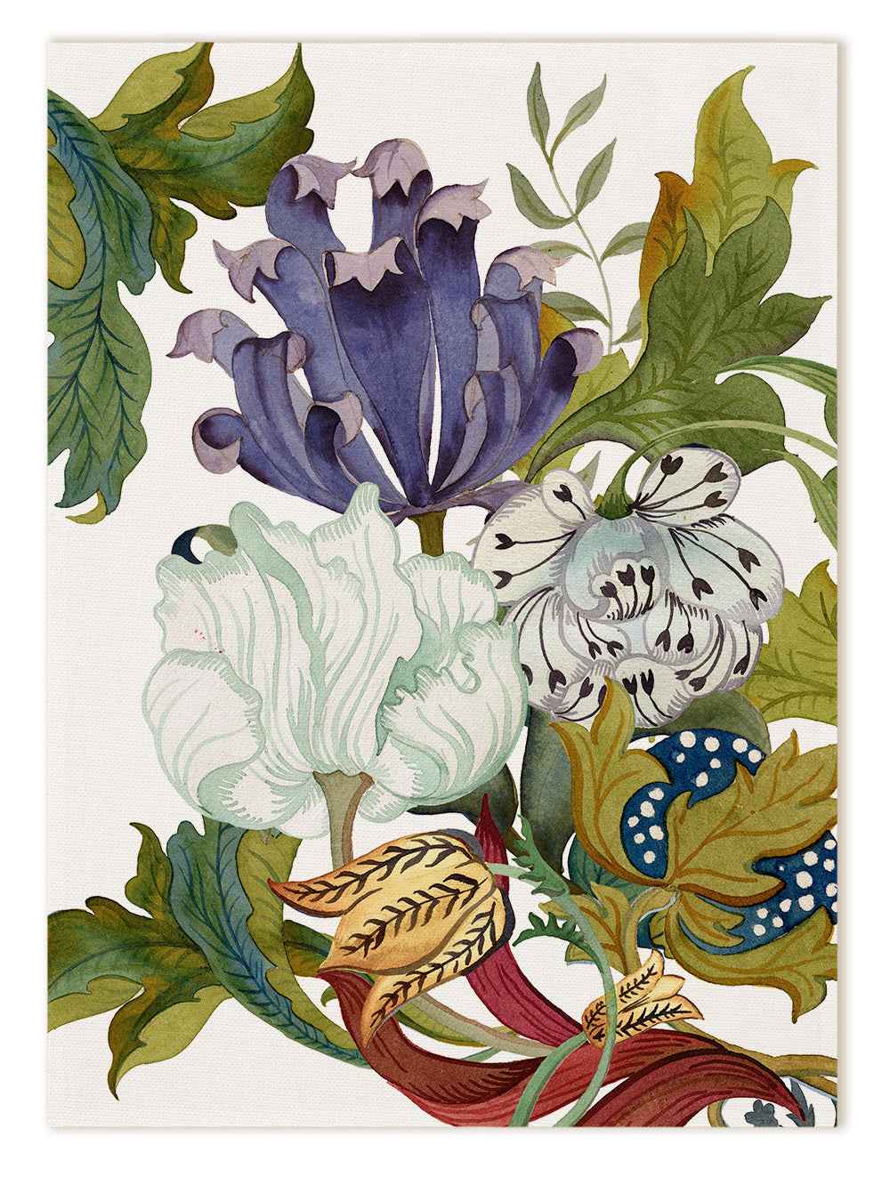 Morris premium linen kitchen towel variant 1 with botanical print