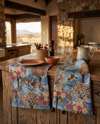 Motswiri kitchen towels in Premium Linen with digitally printed design, image 1