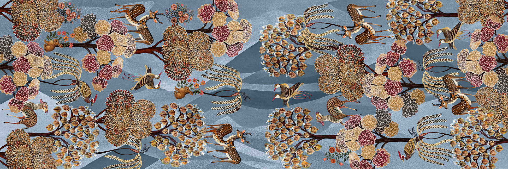 Motswiri Runner Premium Linen with natural landscape-inspired print, 50x150 cm