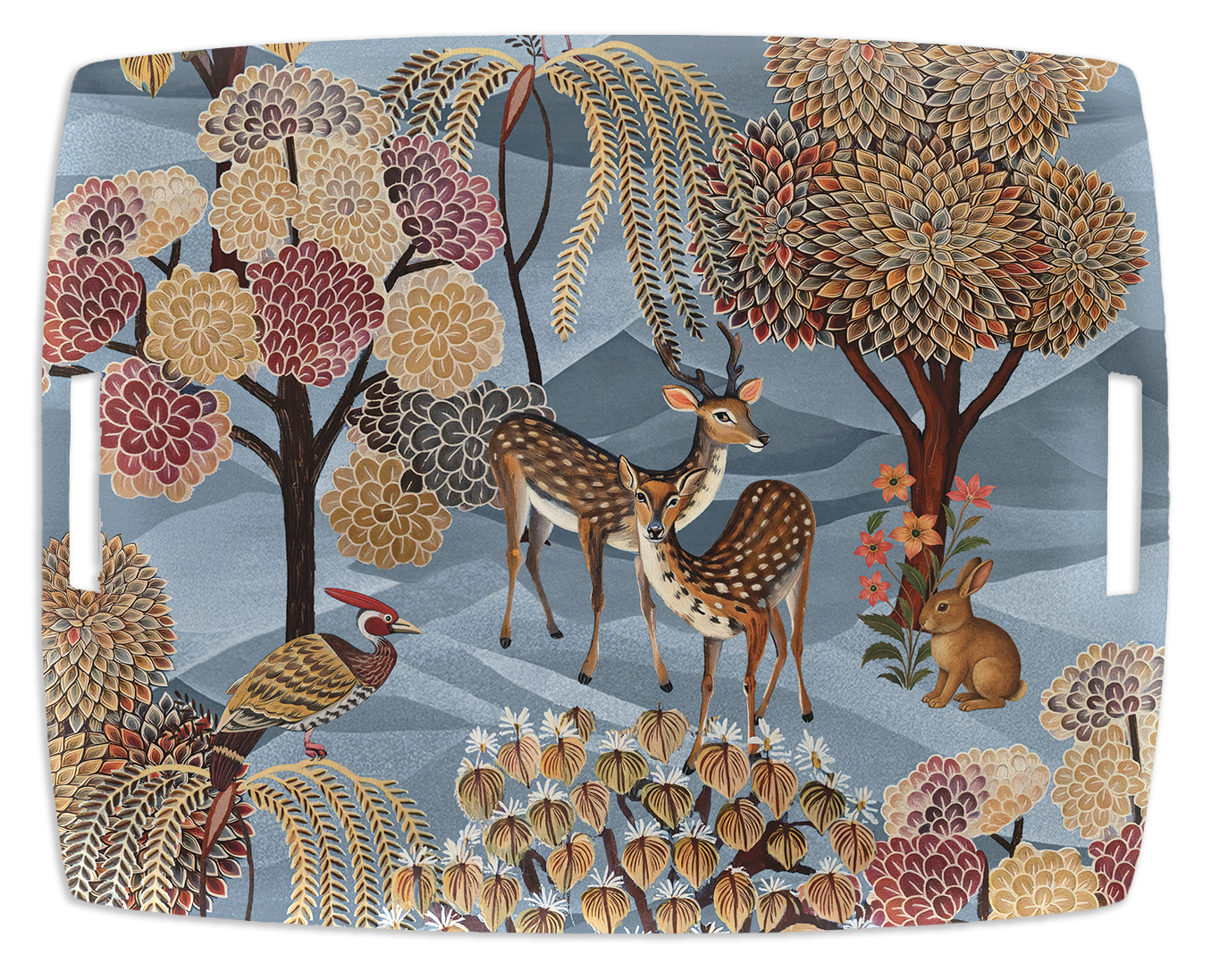 Motswiri acrylic tray with printed linen insert, 54 x 43 cm