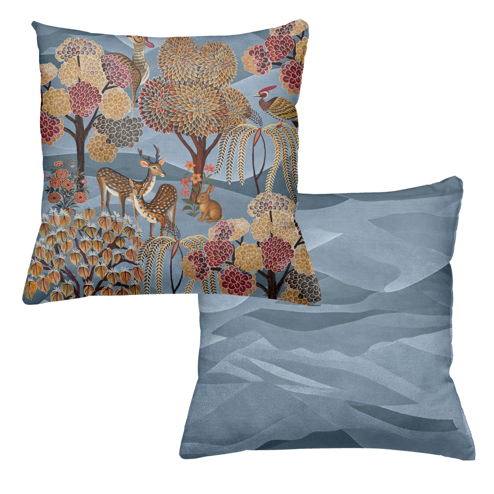 Motswiri velvet cushion with organic nature-inspired print