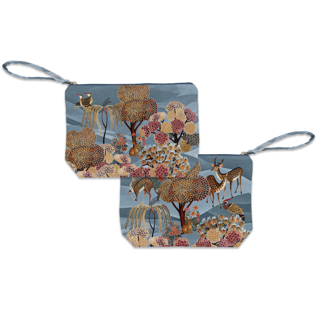Motswiri velvet pochette with organic landscape-inspired print