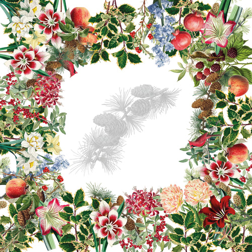 Natalia linen tablecloth with digitally printed floral design