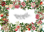Natalia linen tablecloth with digitally printed floral design detail view