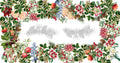 Natalia linen tablecloth with digitally printed floral design detail view