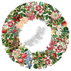 Natalia linen tablecloth with digitally printed floral design detail view